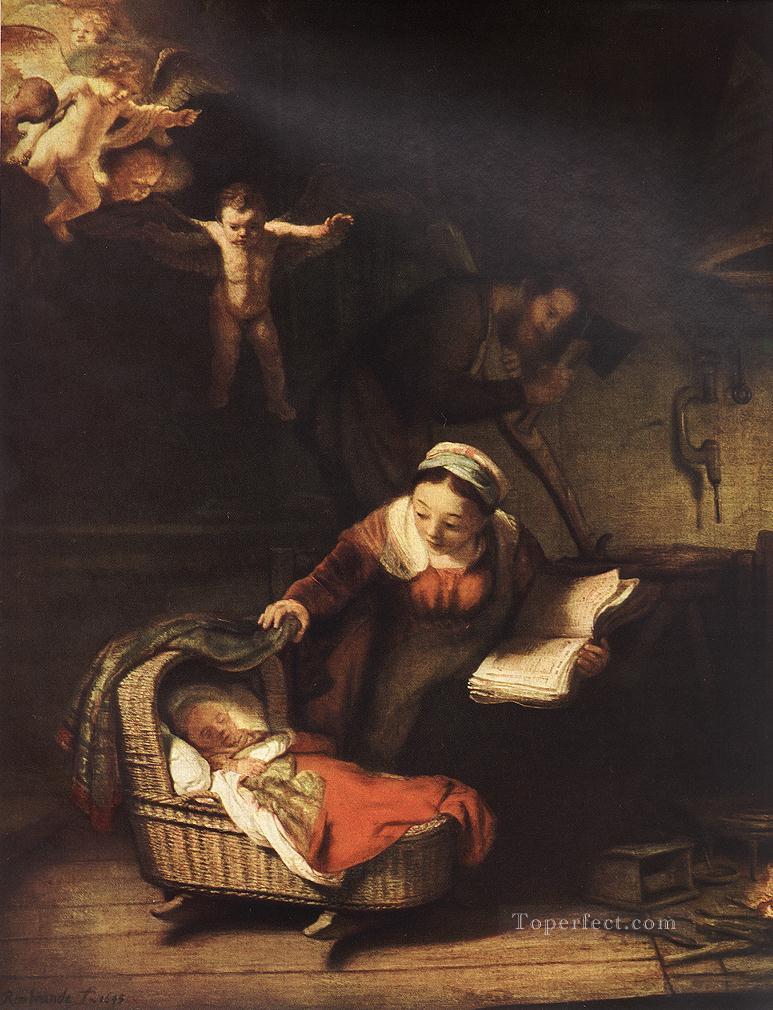 The Holy Family with Angels Rembrandt Oil Paintings